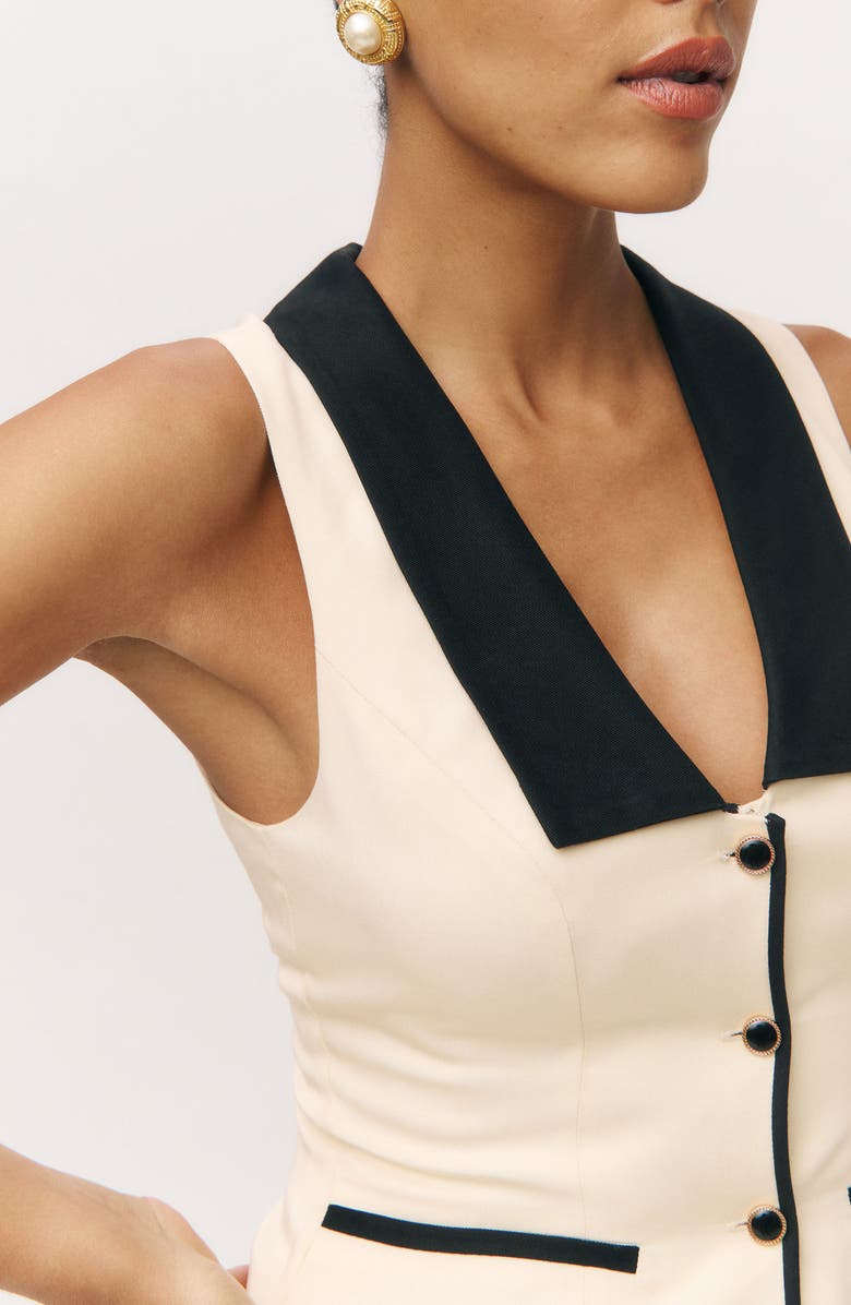 Reformation Reba Twill Waistcoat, Alternate, color, 