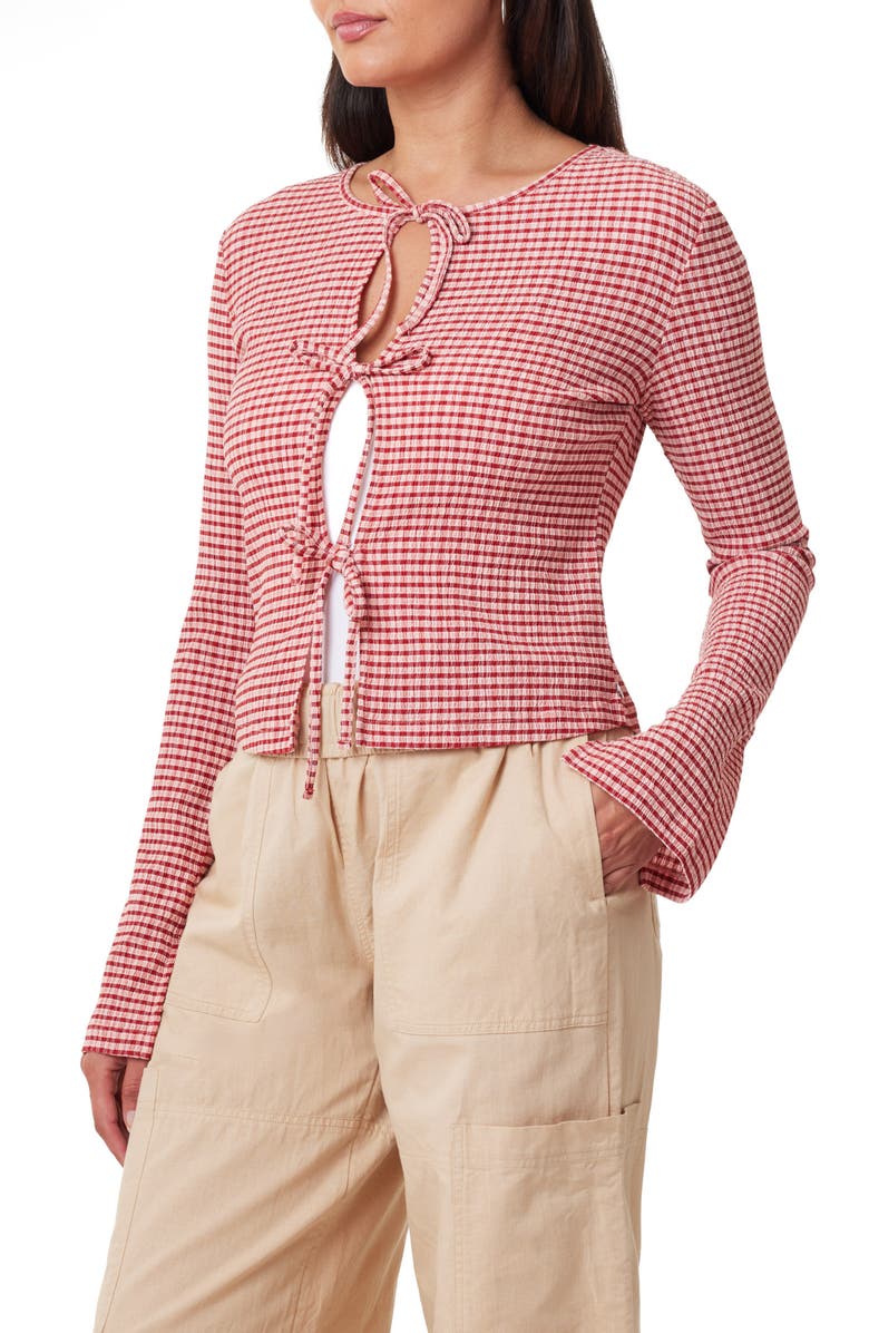 Scotch & Soda Gingham Tie Top, Alternate, color, Roadside Red/ Cotton Candy
