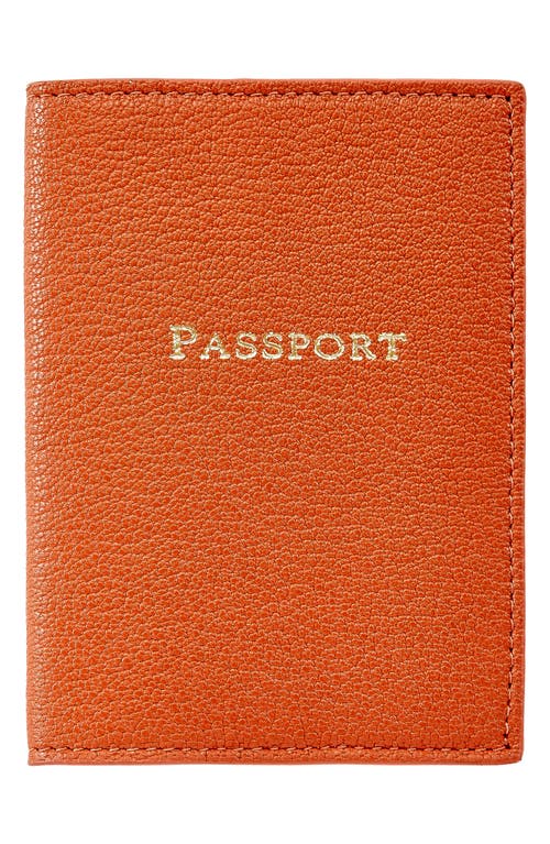 Graphic Image Leather Passport Cover In Orange