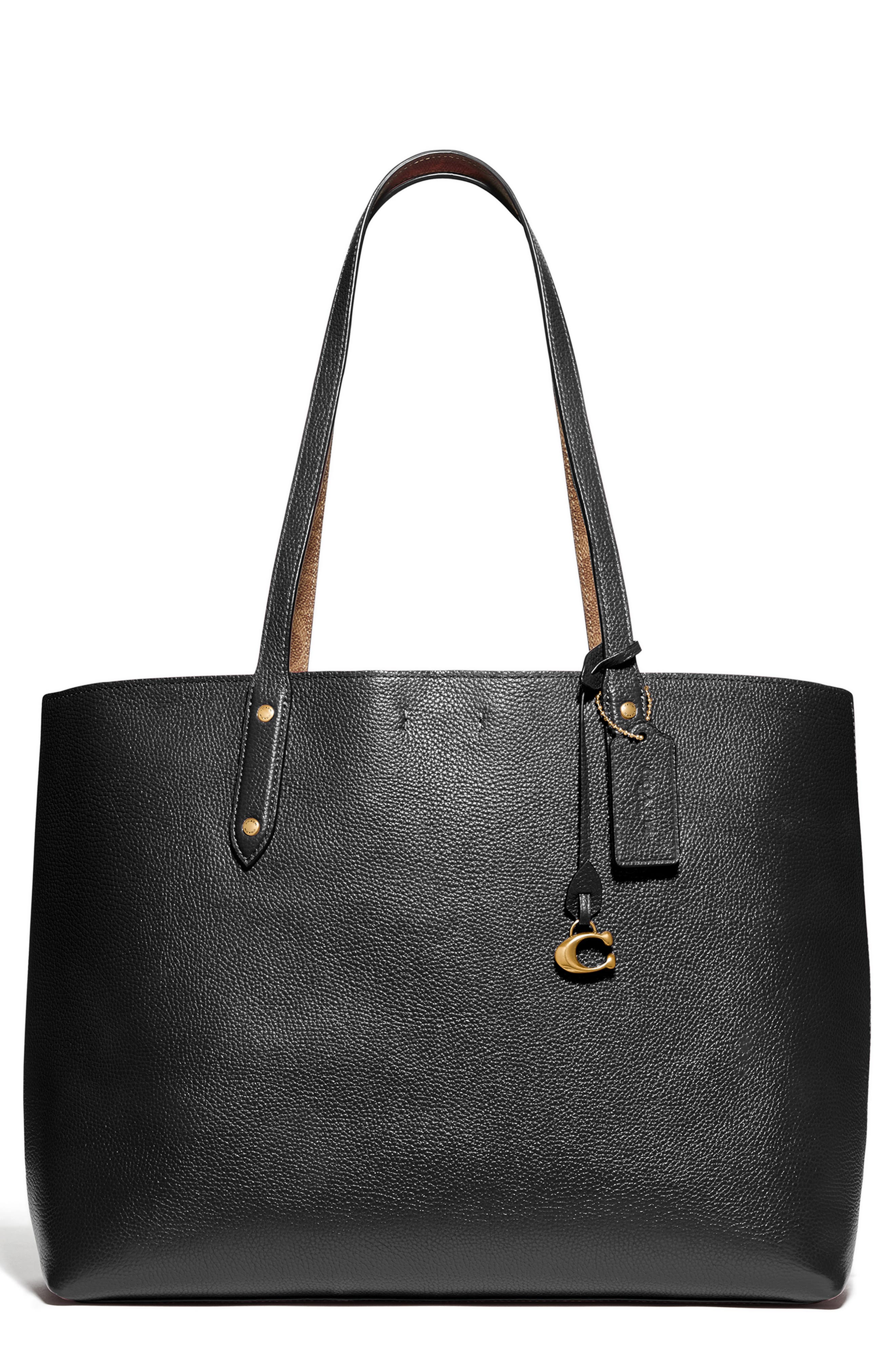 COACH Central Leather & Signature Coated Canvas Tote, Main, color, 