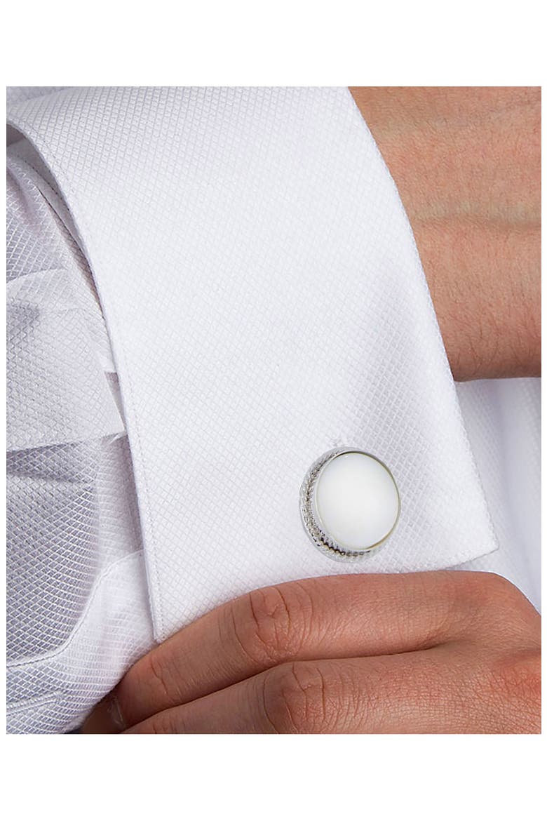 Mother-of-Pearl Cuff Link & Stud Set, Alternate, color, SILVER