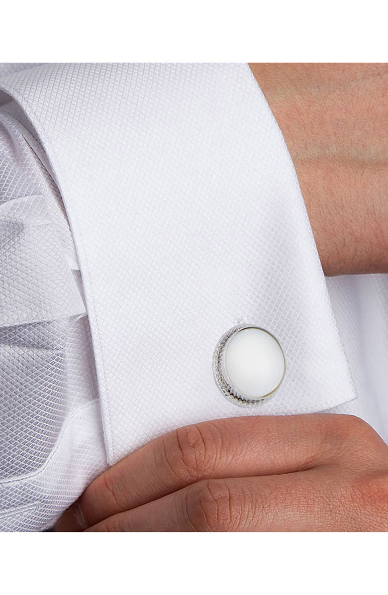 David Donahue Mother-of-Pearl Cuff Link & Stud Set, Alternate, color, Silver