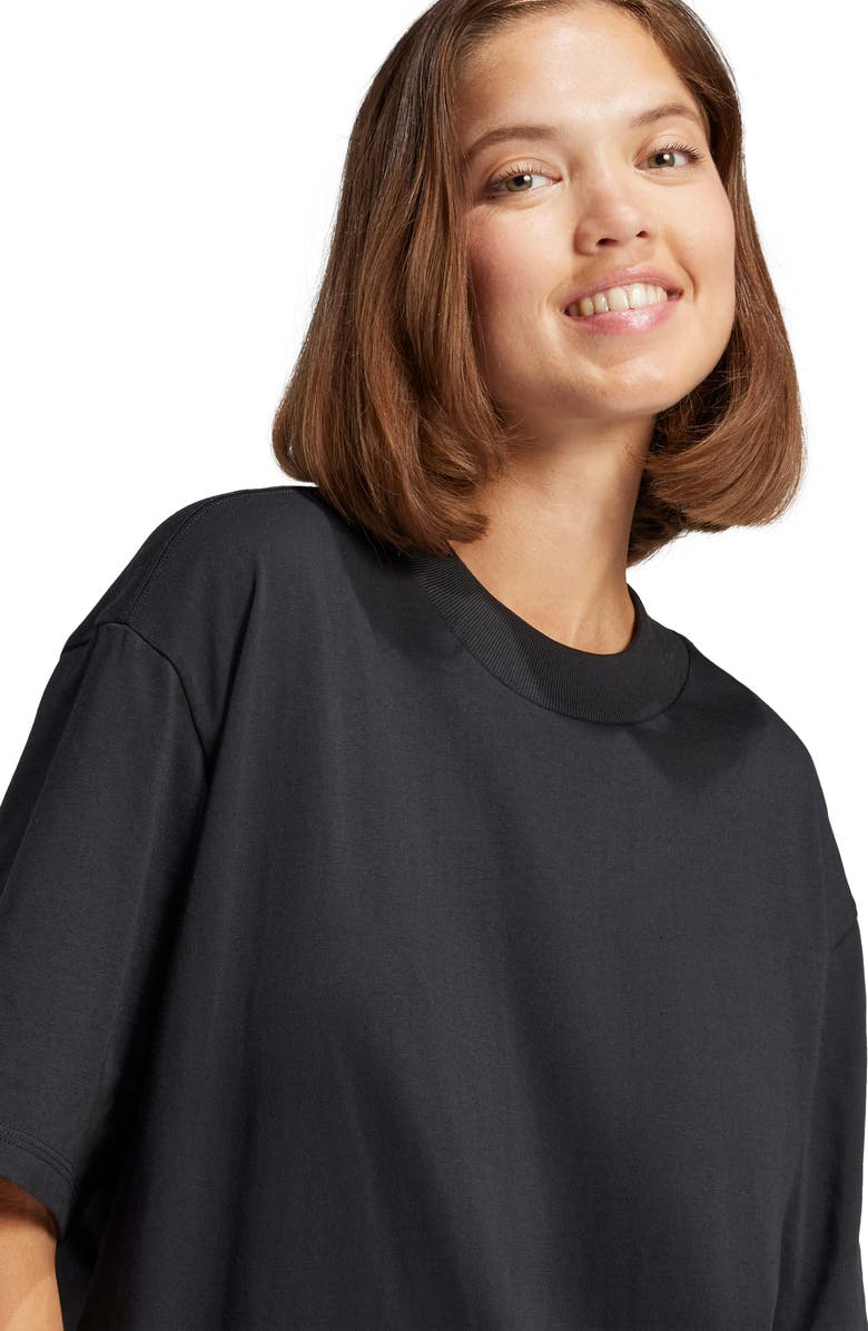 adidas Essentials Contemporary Logo Boyfriend T-Shirt, Alternate, color, Black