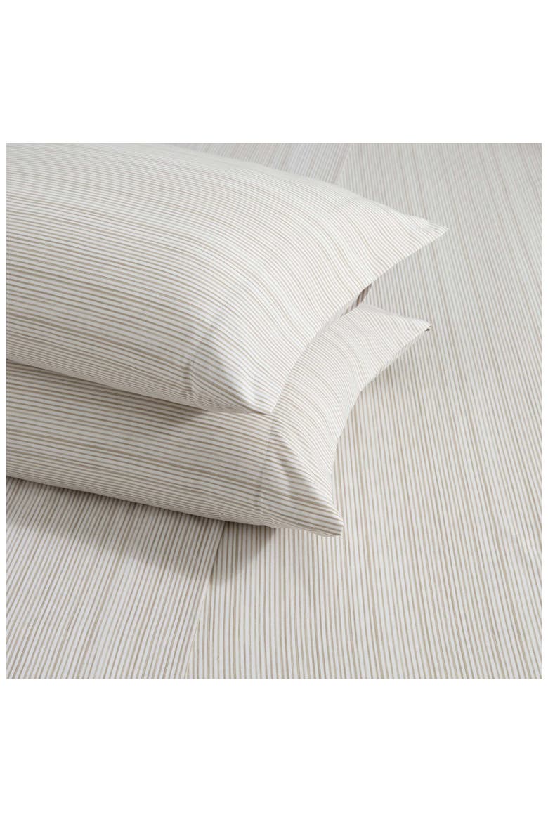 Textured Stripe Microfiber Sheet Set, Alternate, color, WHITE/ CHAI