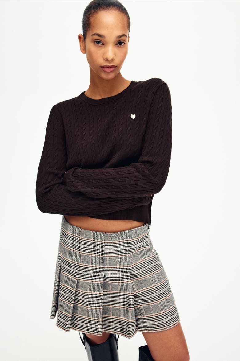 Cable-knit Jumper, Main, color, Dark brown