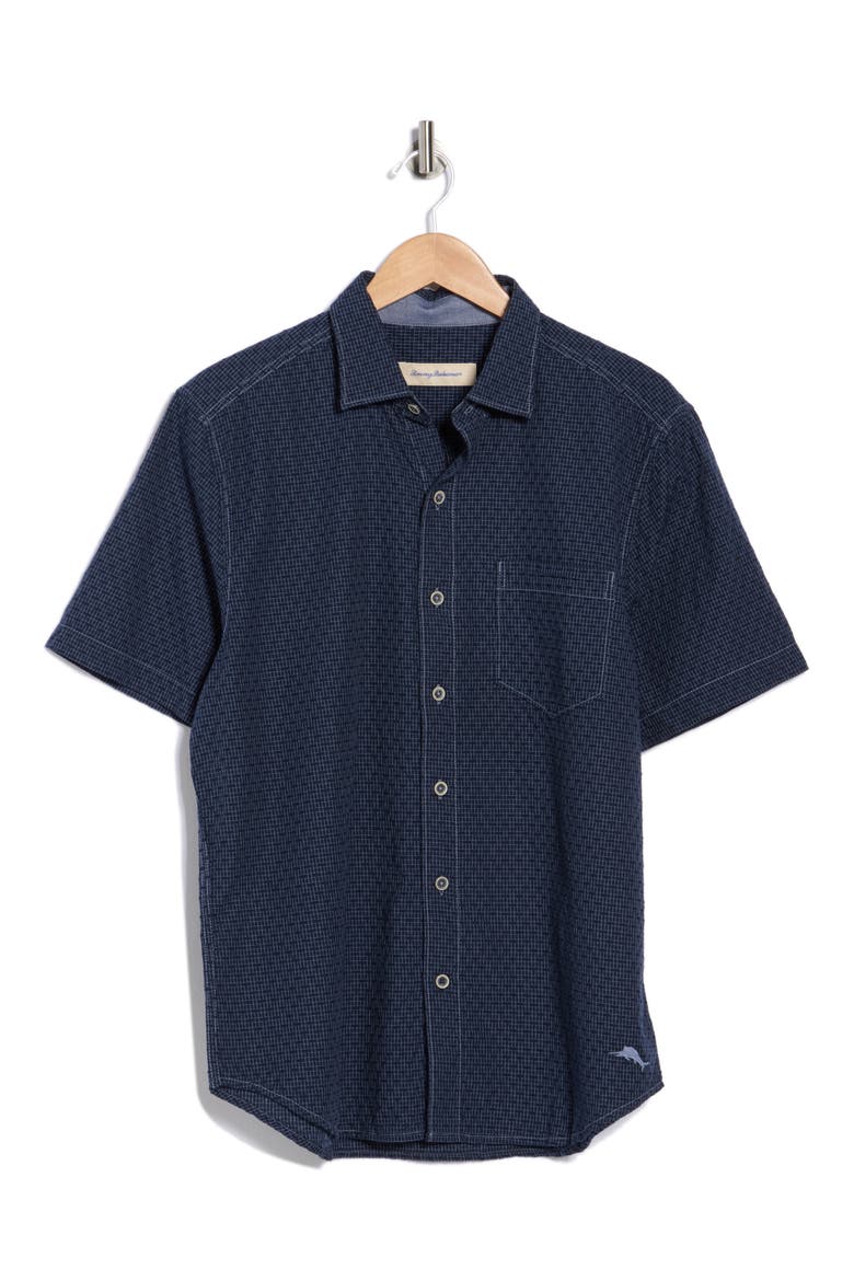Dockside Dobby Short Sleeve Button-Up Shirt, Alternate, color, NAVY