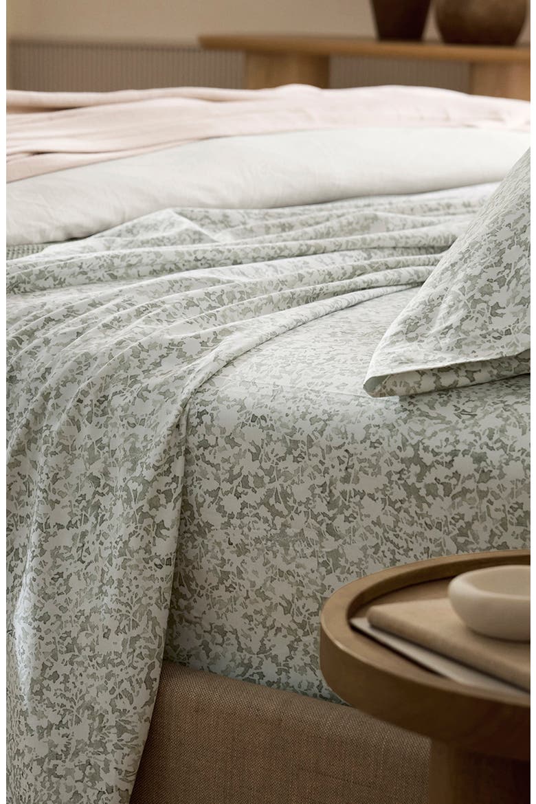 Signature Garden Print Hemmed Organic Cotton Sheet Set, Alternate, color, MEADOW