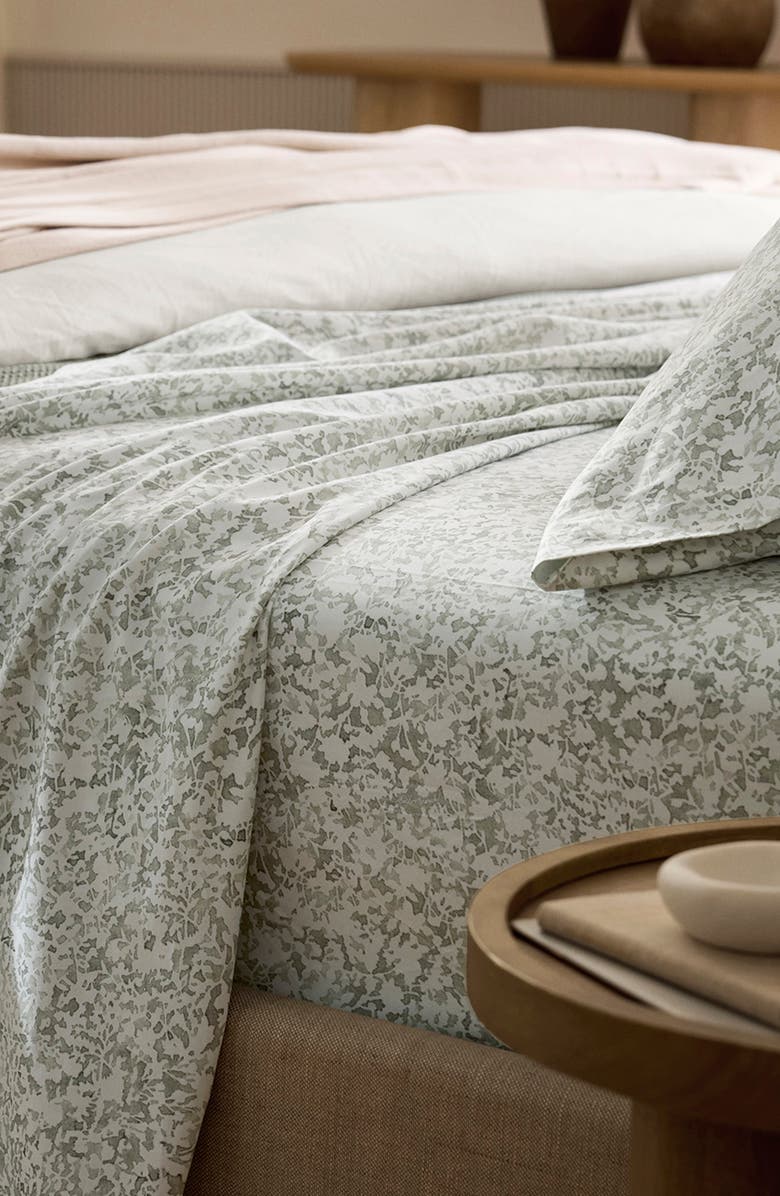 Boll & Branch Signature Garden Print Hemmed Organic Cotton Sheet Set, Alternate, color, Meadow