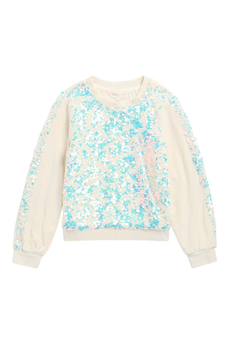 Kids' Iridescent Sequin Sweater, Main, color, IVORY