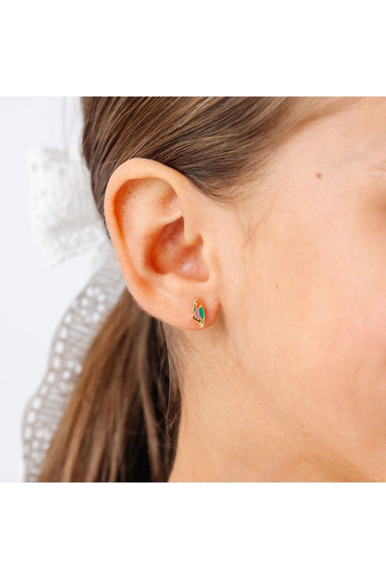 Girls' Parrot Flatback Stud Hypoallergenic Earrings, Alternate, color, Multi