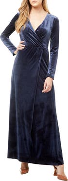Love By Design Long Sleeve Velvet Maxi Dress