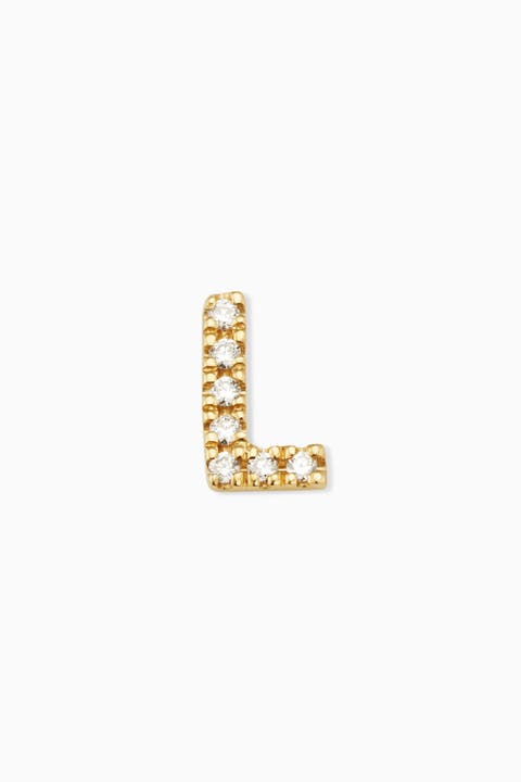 14K Gold Luxe Letter Diamond Initial Single Stud