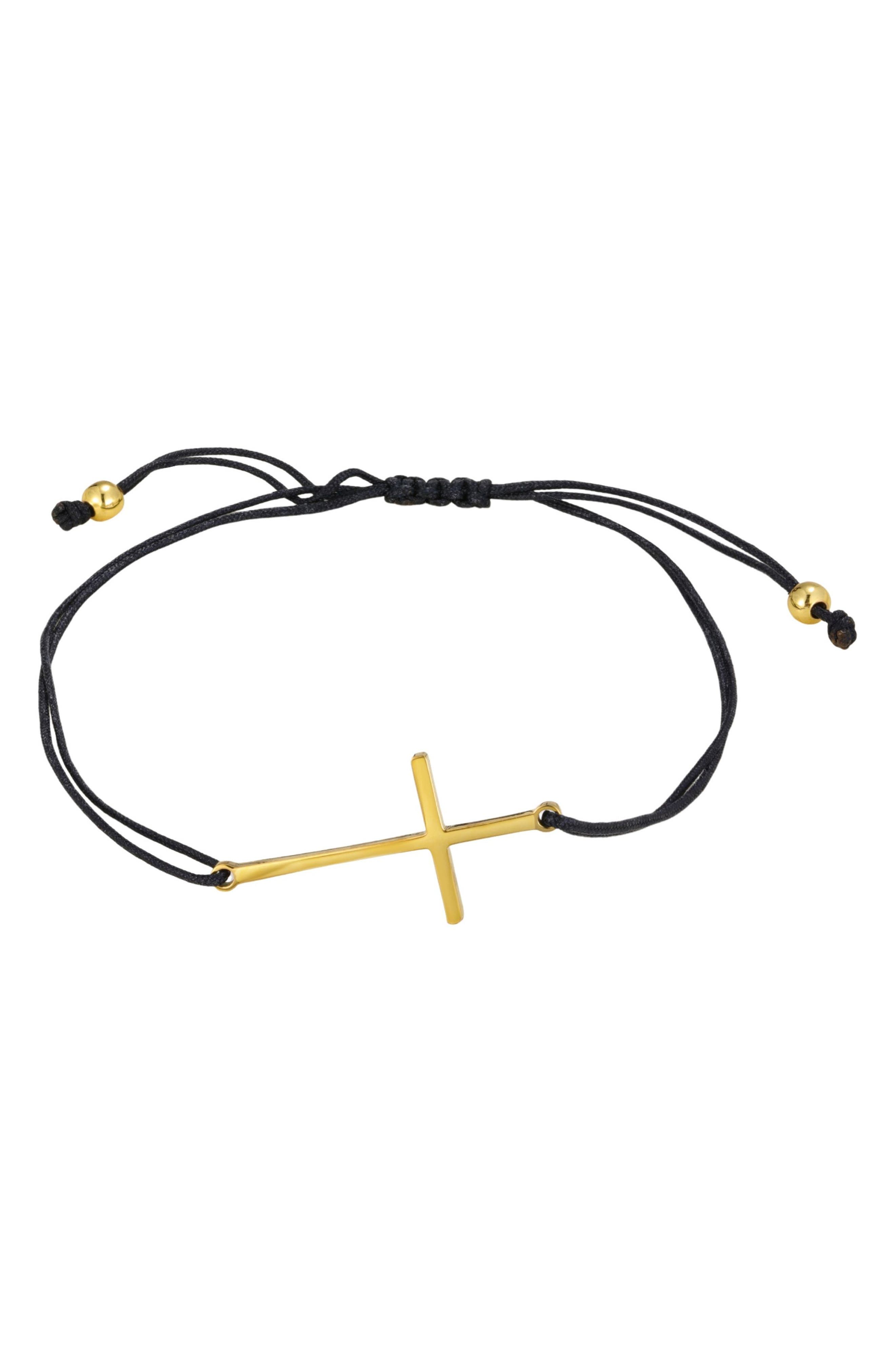 Men's 18K Gold Plated Cross Cord Slider Bracelet