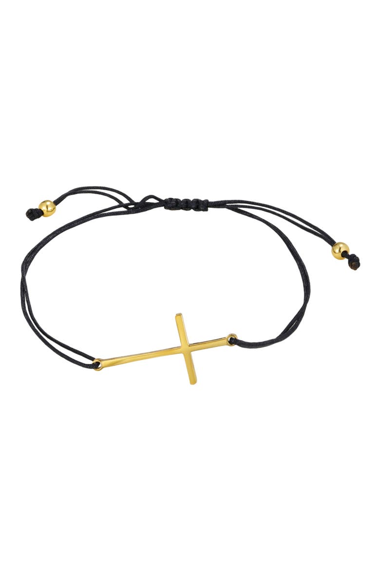 Men's 18K Gold Plated Cross Cord Slider Bracelet, Main, color, GOLD