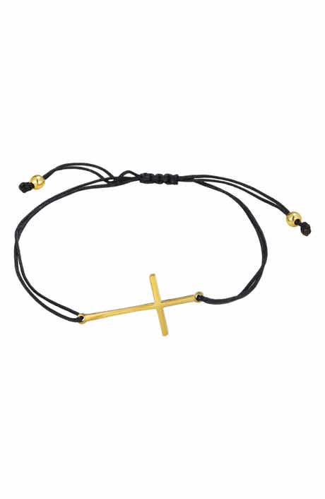 Men's 18K Gold Plated Cross Cord Slider Bracelet