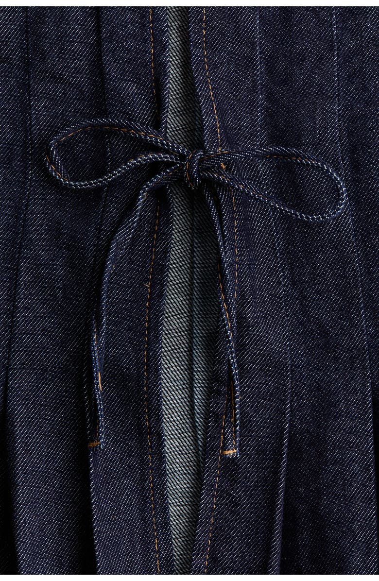 H&M Tie-detail Denim Waistcoat, Alternate, color, Dark Denim Blue