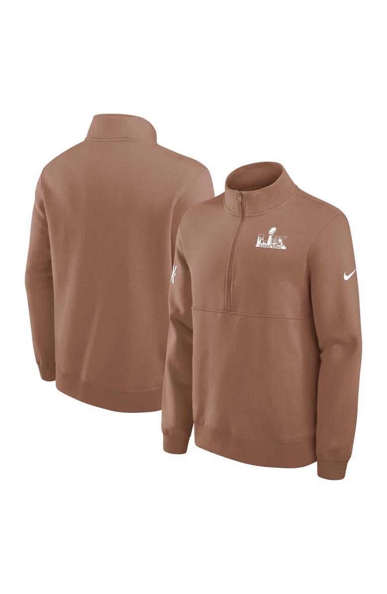Nike Men's Nike Brown Super Bowl LX Half-Zip Pullover, Main, color, Brown