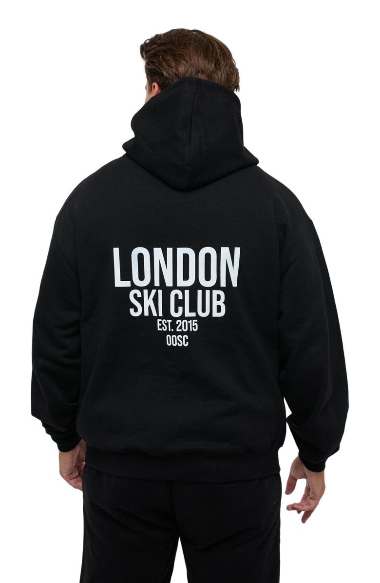 OOSC London Ski Club Oversize Hoodie - Black, Alternate, color, 