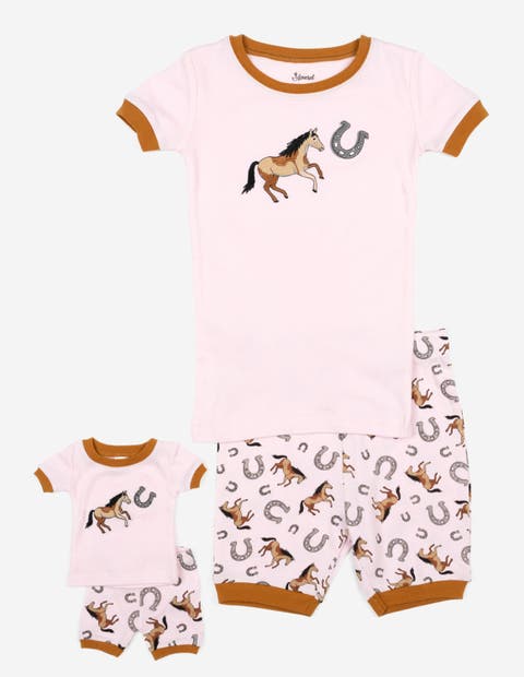 Girls Matching Doll Short Printed Cotton Pajamas (Toddler, Little Kid & Big Kid)