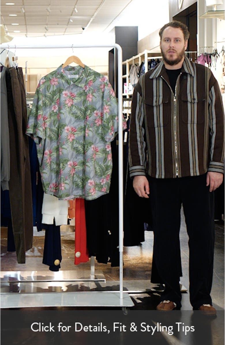 Bahama Coast Hibiscus Shade Floral IslandZone<sup>®</sup> Short Sleeve Button-Up Shirt, sales video thumbnail