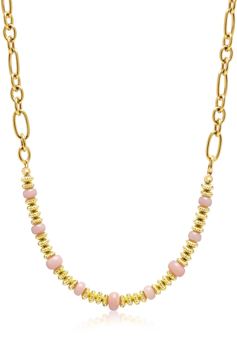 Nialaya Rose Quartz Chain Choker, Main, color, Gold / Light Pink