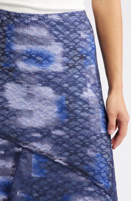 City Blues Lace A-line Maxi Skirt In Blue