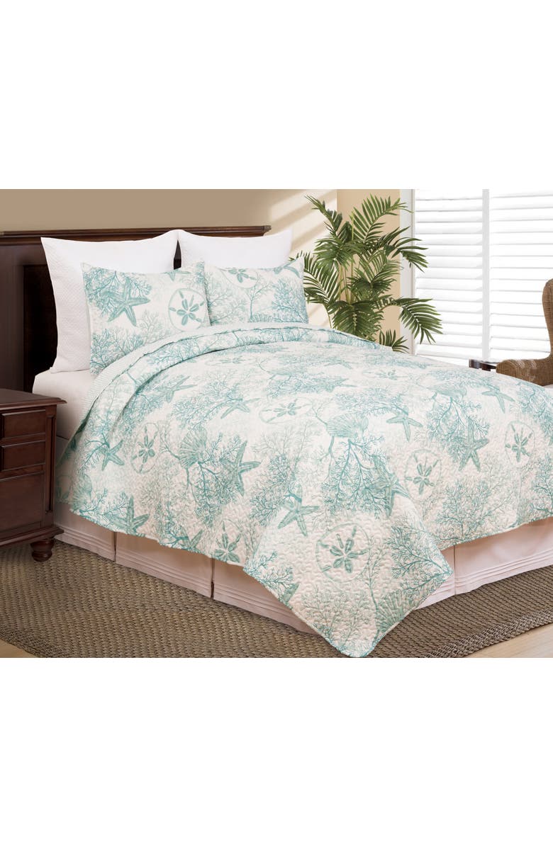 C&F Home Ocean Treasures Starfish Sand Dollar Quilt Set, Alternate, color, Blue