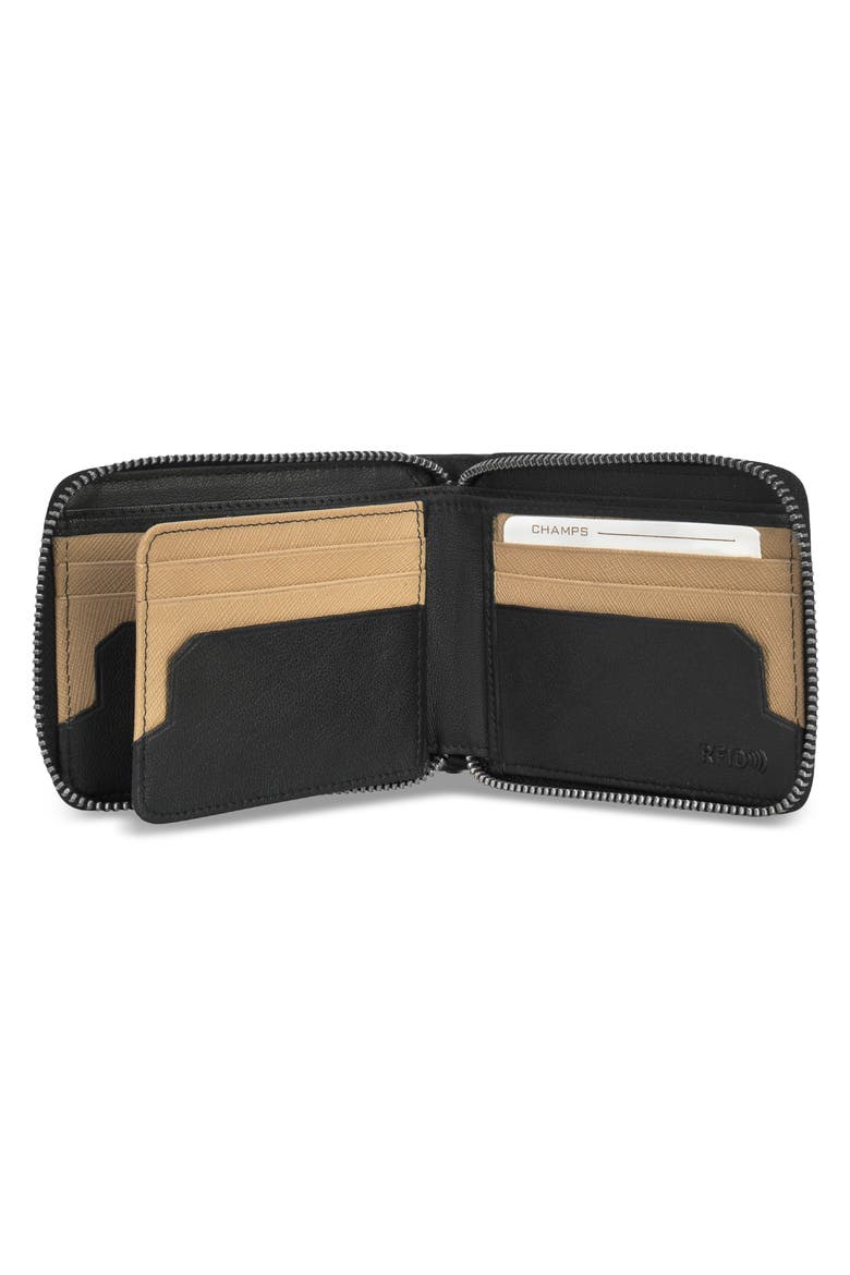 Iconic Zip Around Bifold Wallet, Alternate, color, BLACK/ IVORY