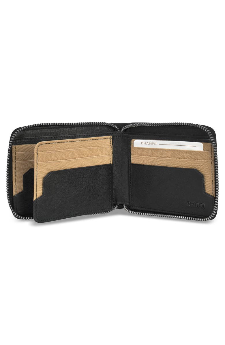 CHAMPS Iconic Zip Around Bifold Wallet, Alternate, color, Black/ Ivory