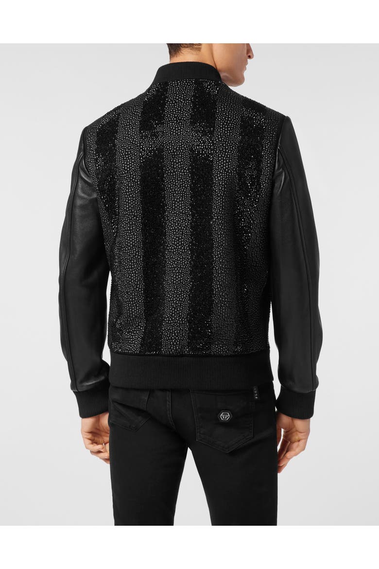 Suede Bomber Jacket Ls Strass Men, Alternate, color, black