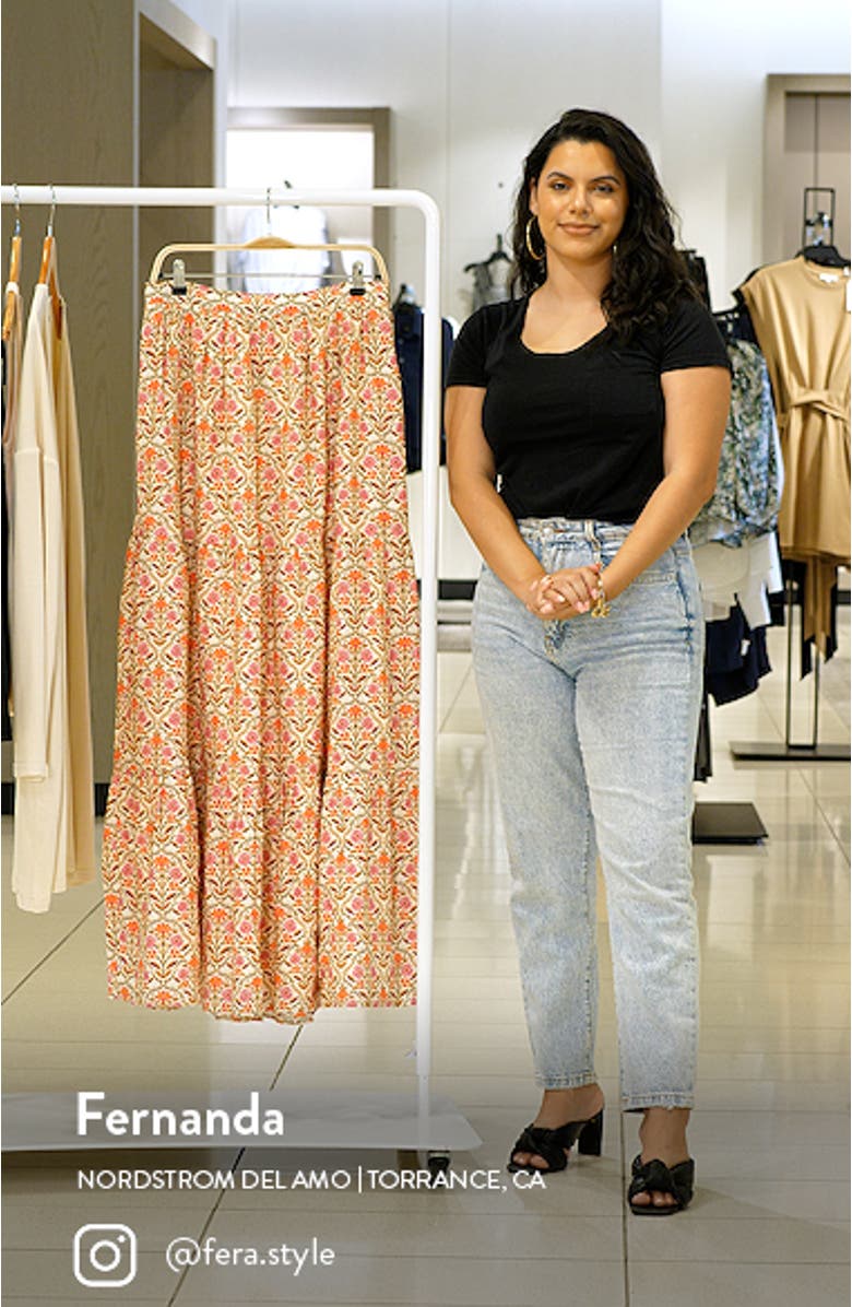 Nori Floral Tiered Linen Skirt, sales video thumbnail