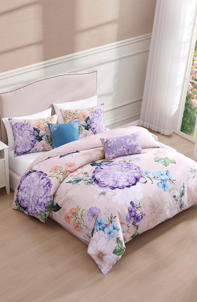 Bebejan Bright Bouquet Reversible Cotton Sateen Comforter Set, Main, color, 