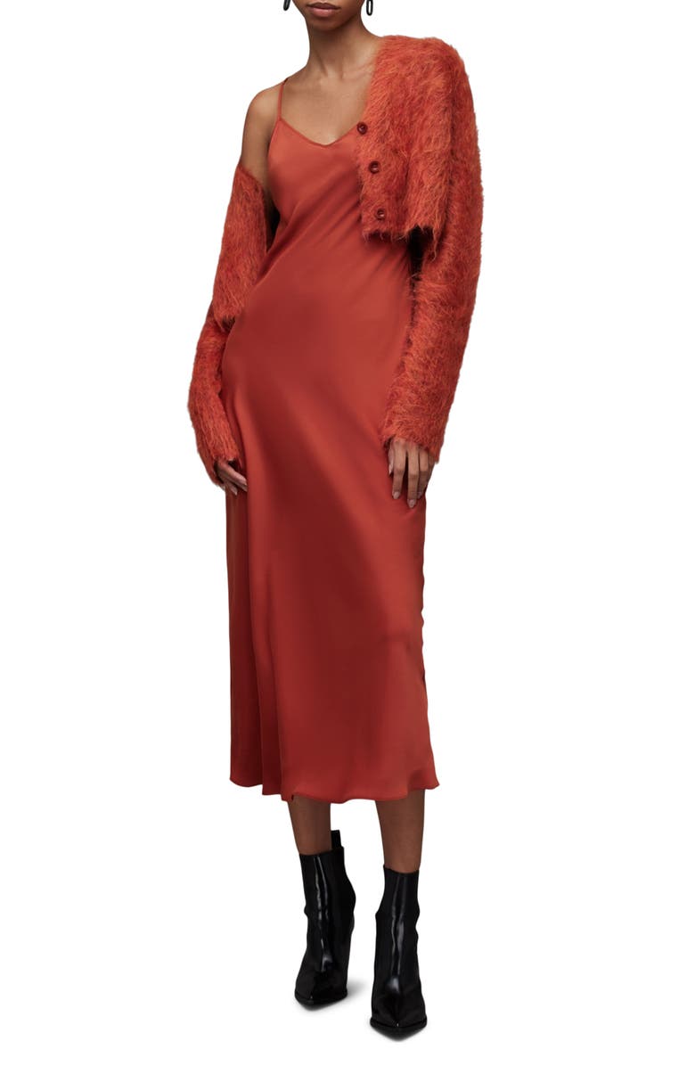 AllSaints Bryony V-Neck Slipdress, Alternate, color, 