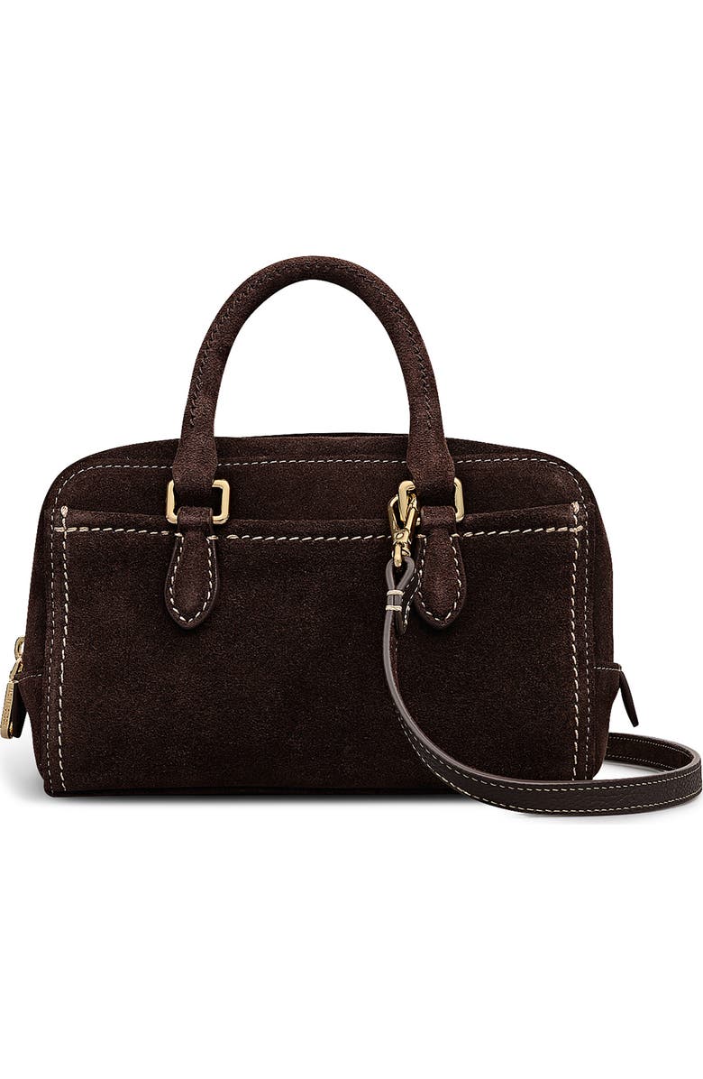 Radley Portland Way Mini Suede Bowling Bag, Main, color, Dark Oak