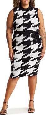 BY DESIGN Talia Houndstooth Bodycon Dress