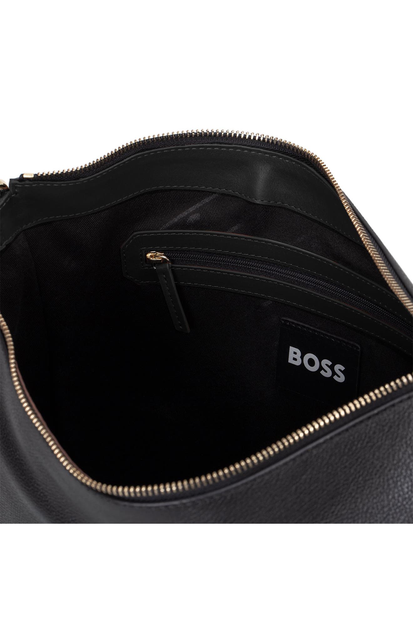 BOSS Medium Alyce Leather Hobo Bag, Alternate, color, 