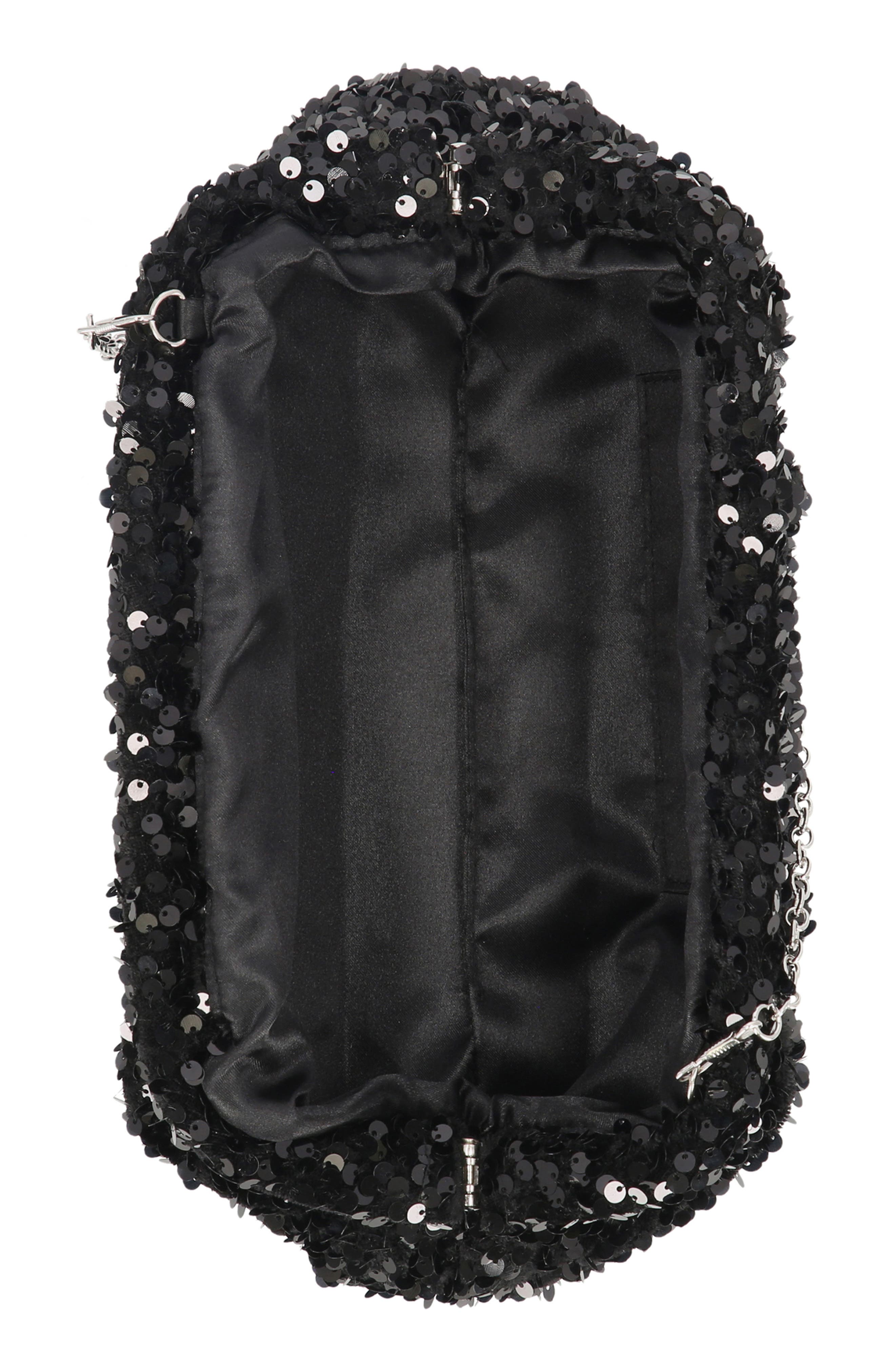 Jessica McClintock Janie Sequins Clutch, Alternate, color, Black