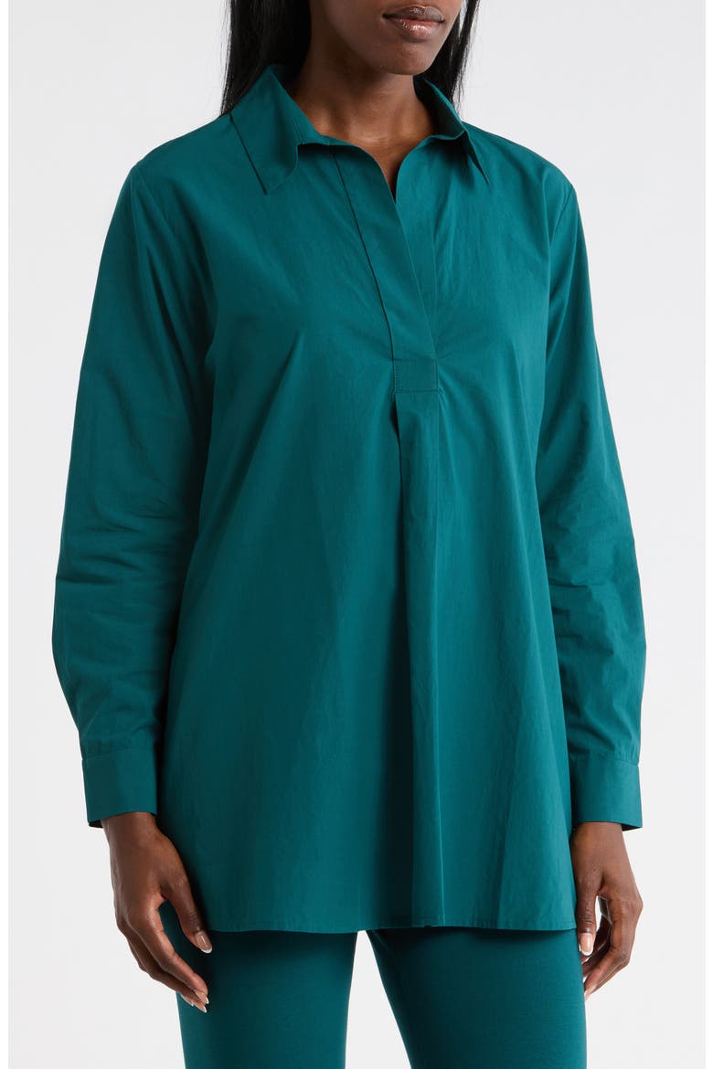 Long Sleeve Organic Cotton Tunic Shirt, Main, color, AEGEAN