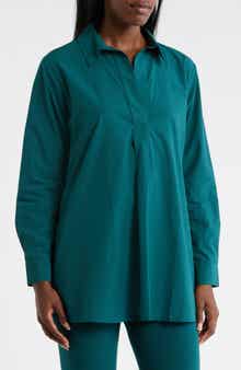 Eileen Fisher Long Sleeve Organic Cotton Tunic Shirt