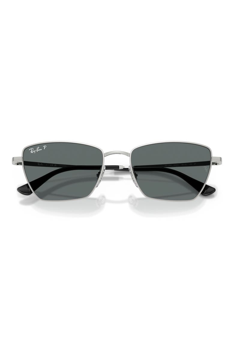53mm Polarized Irregular Sunglasses, Alternate, color, SILVER / DARK GREY POLAR