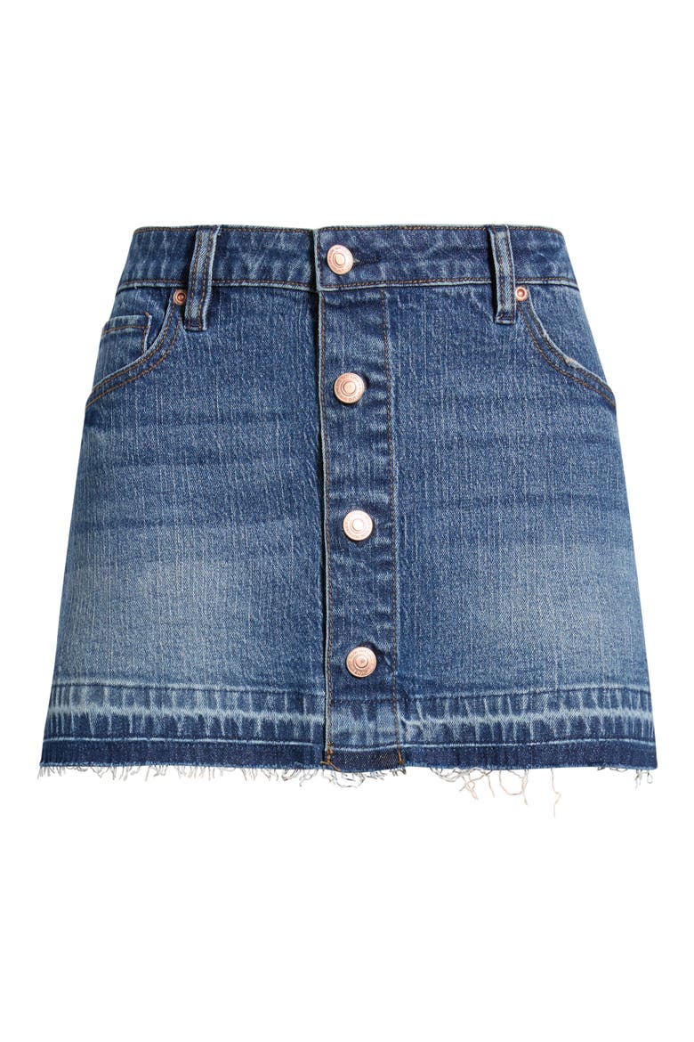 Button Front Denim Miniskirt, Alternate, color, VINTAGE WASH