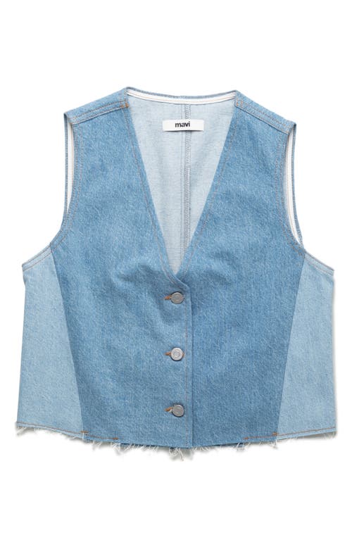 Mavi Jeans Peony Colorblock Raw Hem Denim Vest In Blocking Denim
