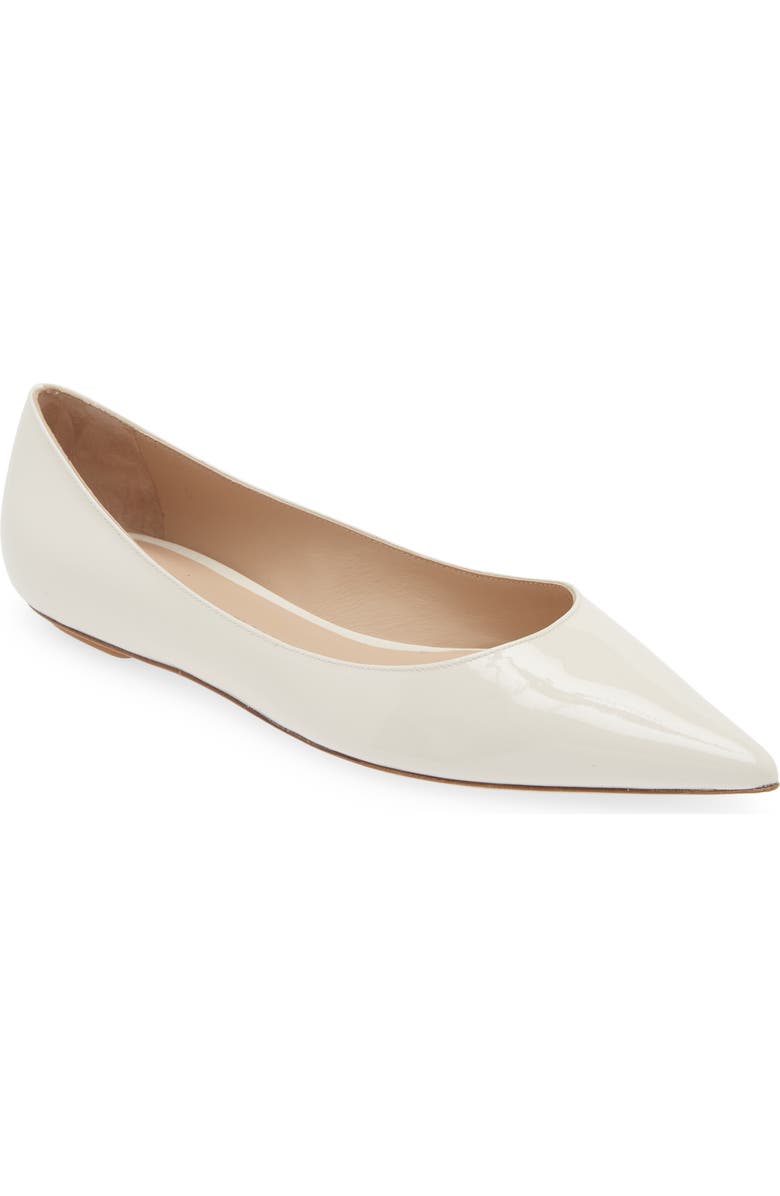 Stuart Weitzman Emilia Pointed Toe Flat, Main, color, Cream Patent