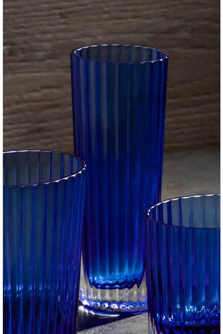 Champagne Glasses NASTRI Set of 6  Blue 7.5 oz, H 6.5", Alternate, color, Blue