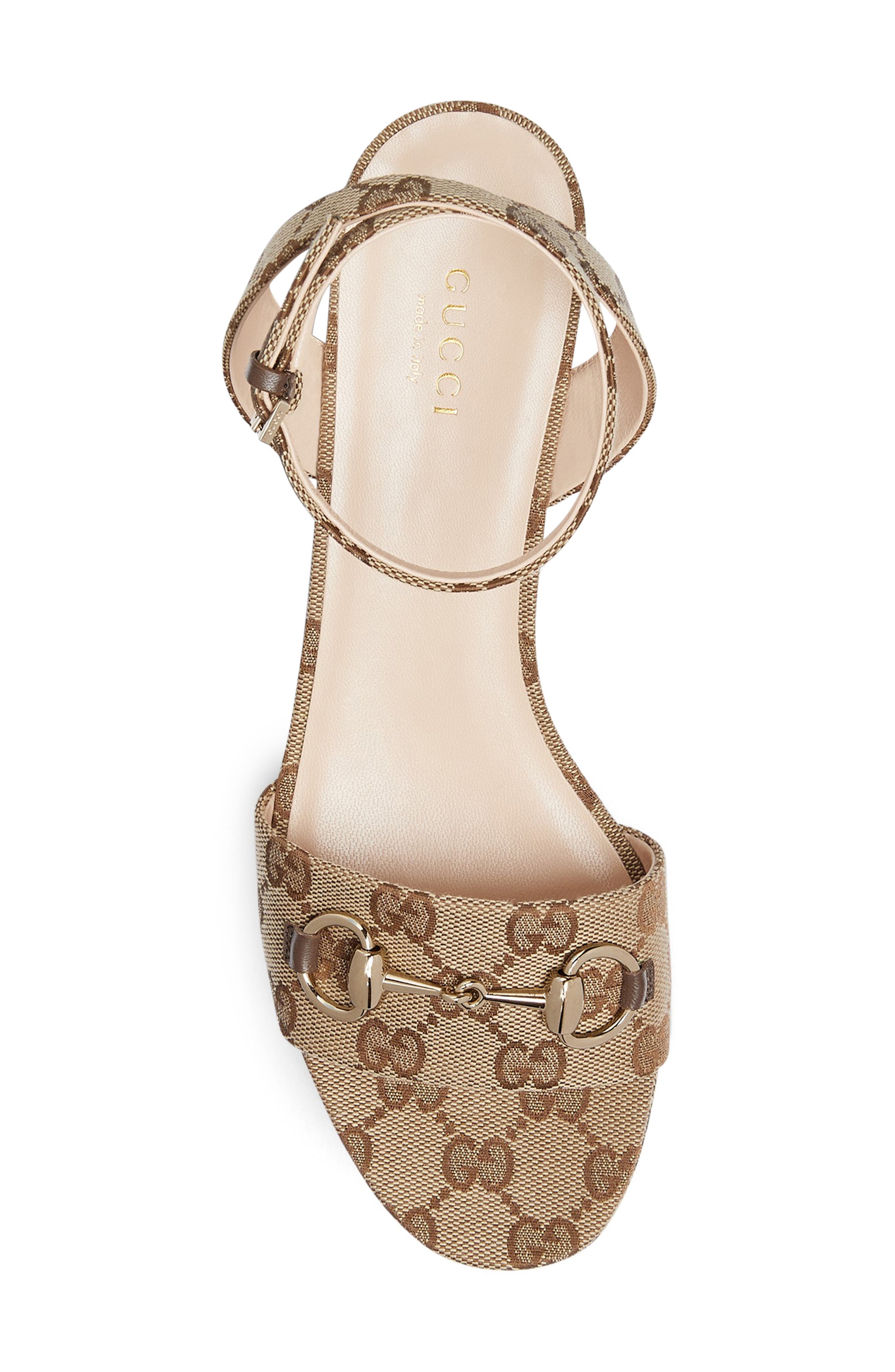 Gucci Lady Horsebit GG Logo Canvas Platform Sandal (Women) | Nordstrom