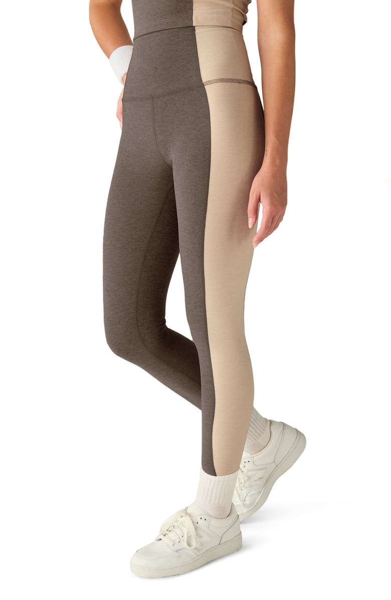 Beyond Yoga Space Dye Colorblock Ankle Leggings, Alternate, color, Soft Umber Heather/E