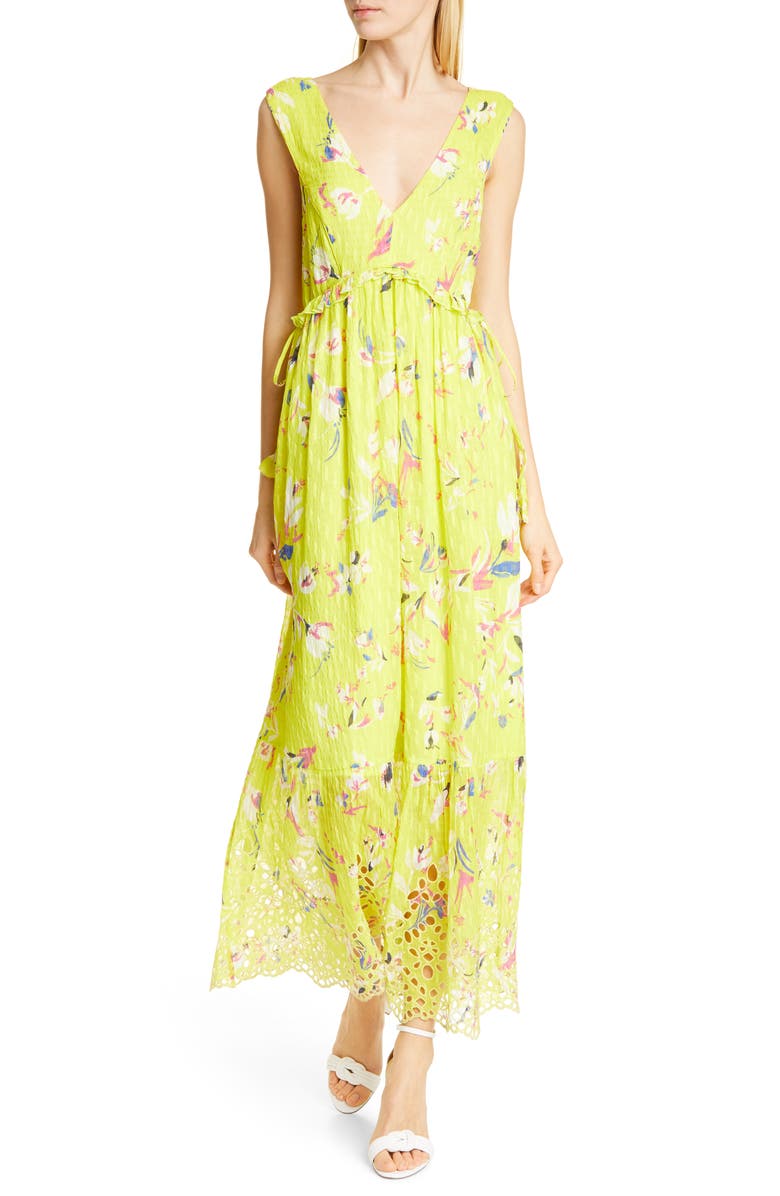 Tanya Taylor Catalina Floral Silk & Cotton Maxi Dress, Main, color, 