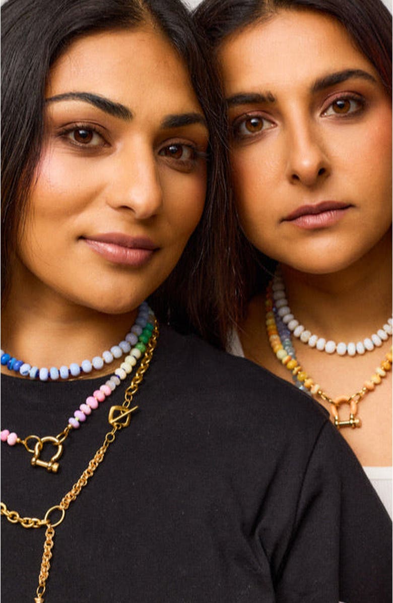 SHOP SPICY DAN Winnie Gender Inclusive Rainbow Opal and Moonstone Necklace, Alternate, color, Rainbow