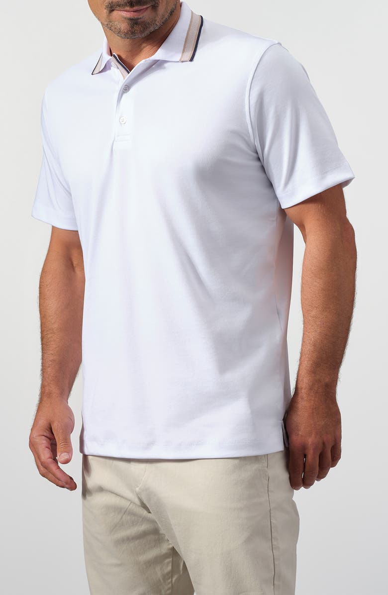 STUDIO GARNET LOS ANGELES Tipped Knit Polo, Alternate, color, White