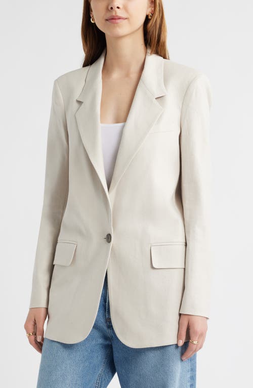 OPEN EDIT OPEN EDIT EVERYDAY ONE-BUTTON LINEN BLEND BLAZER